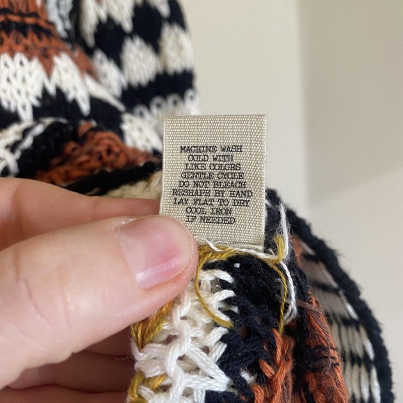 Gimmicks by BKE Women's Sweater Med Crop Striped Boho Loose Knit 3/4 Sleeve - Picture 6 of 10